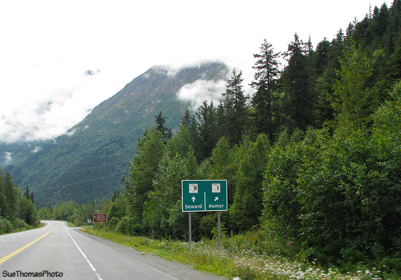 Sign pointing to Kenai, Homer & Soldotna, Alaska
