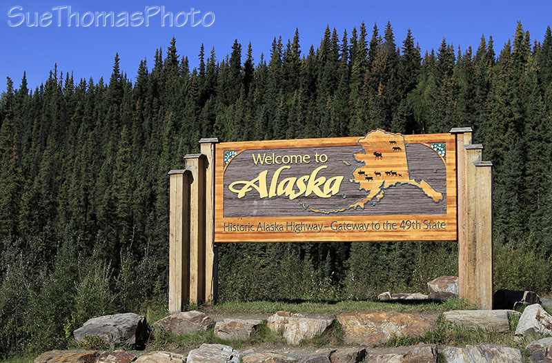 Welcome to Alaska sign on the Alaska Highway