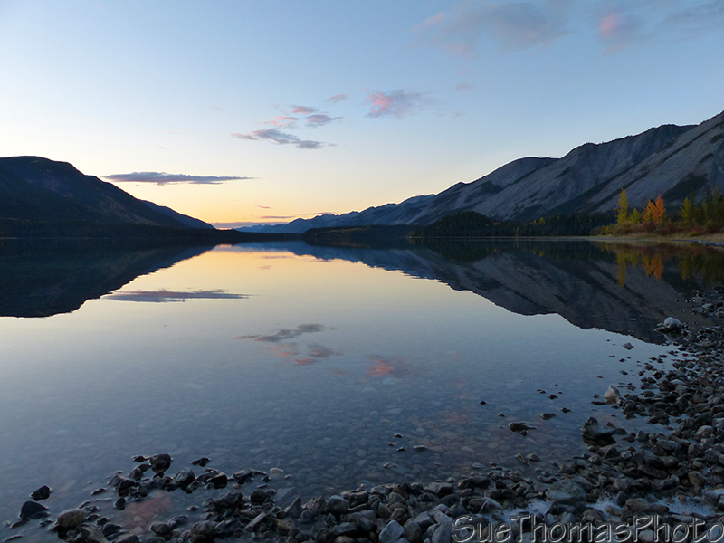 Muncho Lake sunset on the water
