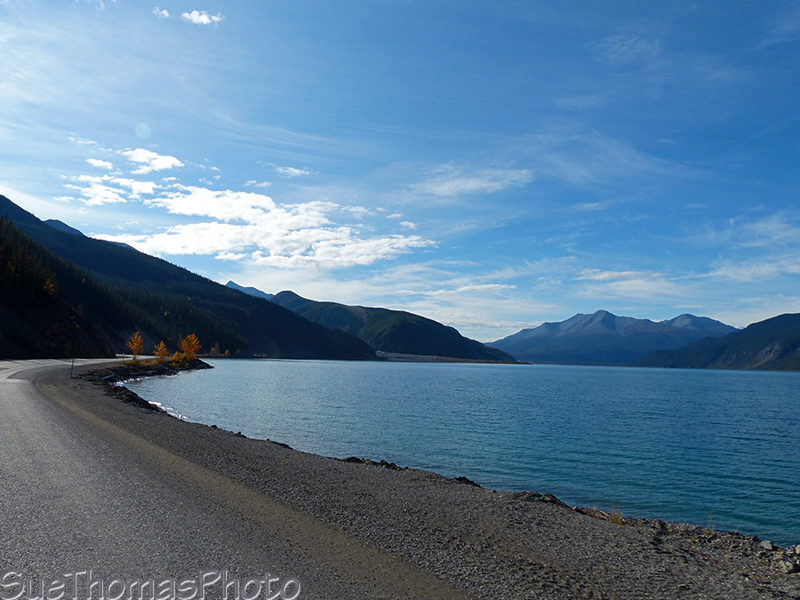 Driving along Muncho Lake