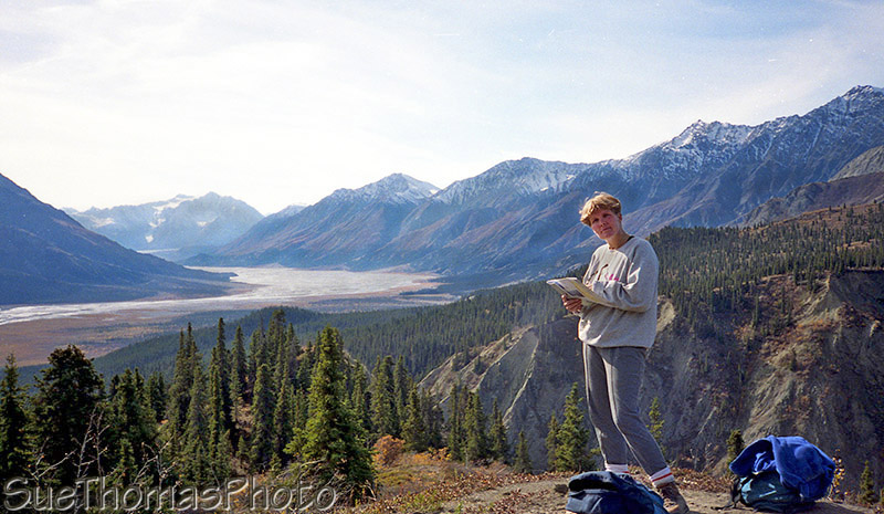 Hiking Sheep Mountain, overlooking Slim's River