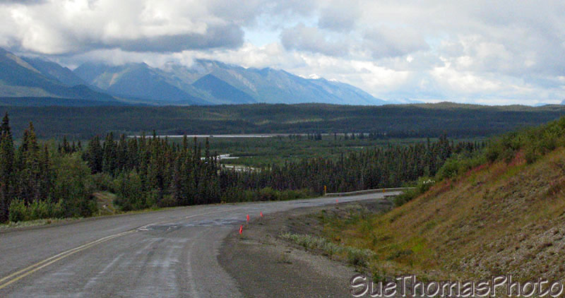Descending to the Donjek River on the Alaska Highway