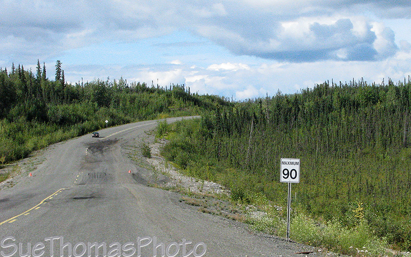 Frost heaves on the Alaska Highway near White River