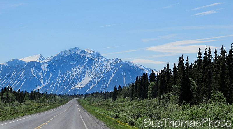 Driving from Kluane Lake south on the Alaska Highway in Yukon