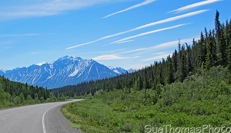 Driving from Kluane Lake south on the Alaska Highway in Yukon