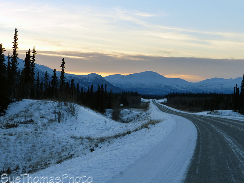Sun set over the Alaska Highway