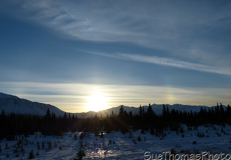 Sun setting on the Kluane Ranges