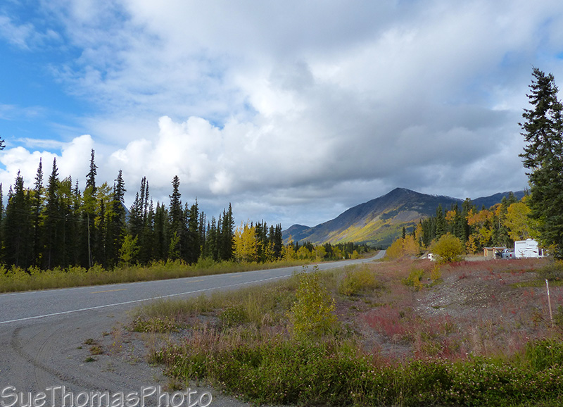 Looking back at the rest stop in Yukon