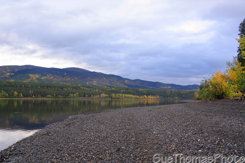 Frances Lake shoreline in the fall