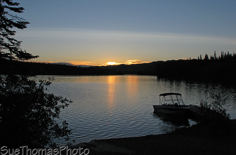 Midnight sun at Frenchman Lake, Yukon