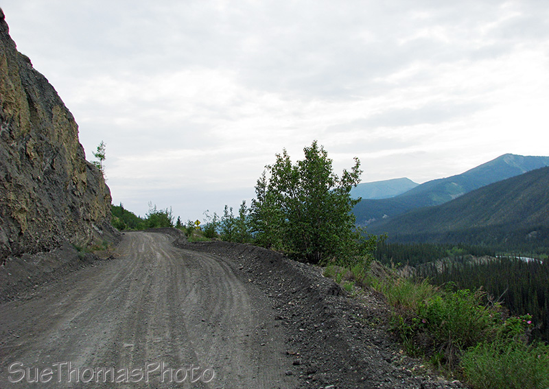 Narrow road on the South Canol Road, Yukon