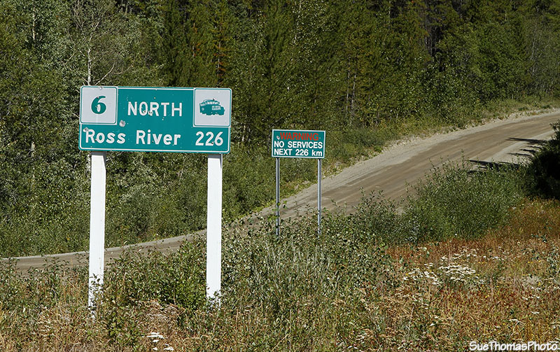 Signs at the start of the South Canol Road
