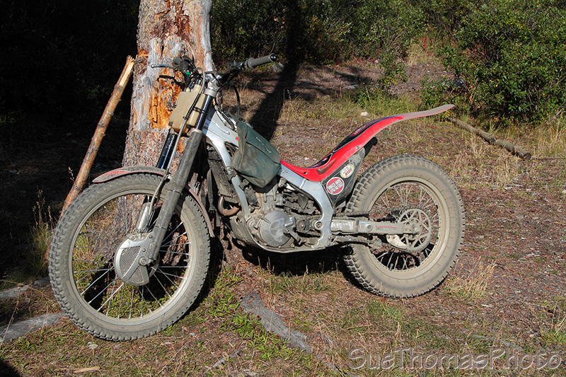 Montesa Trials bike at Lapie Lake in Yukon