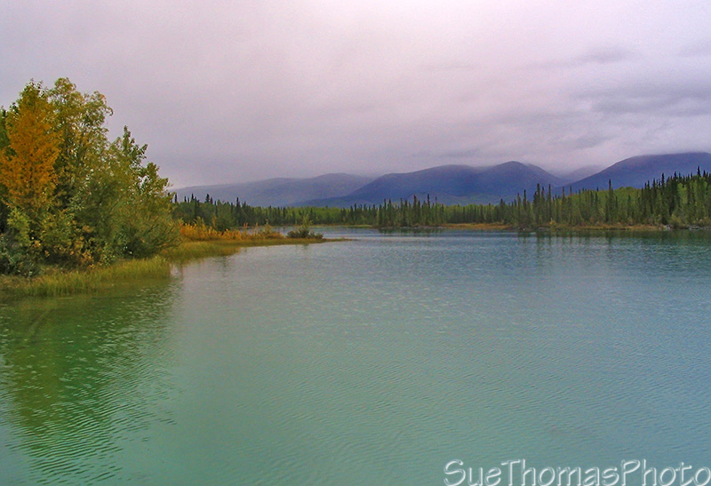 Boya Lake at sunrise in the rain