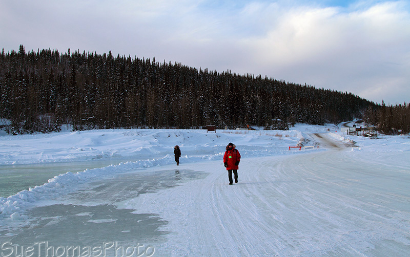 Yukon Quest in Dawson City - ice bridge on the Yukon river