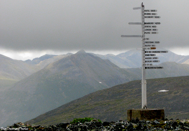Signpost at the top of Keno Hill, Yukon