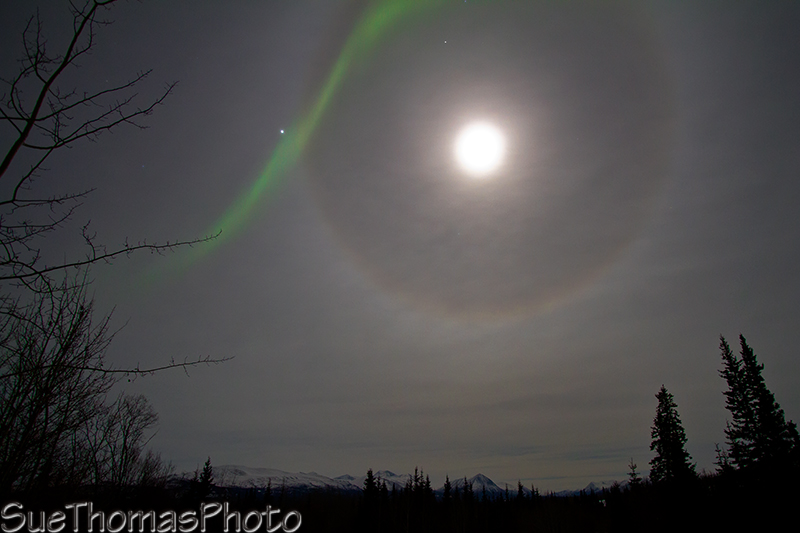 Aurora and moon